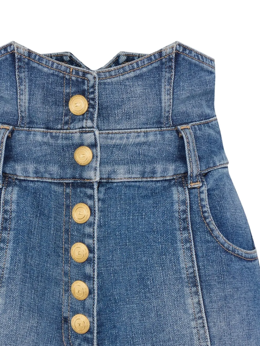  Elisabetta Franchi Buttoned Denim Shorts - Blue 