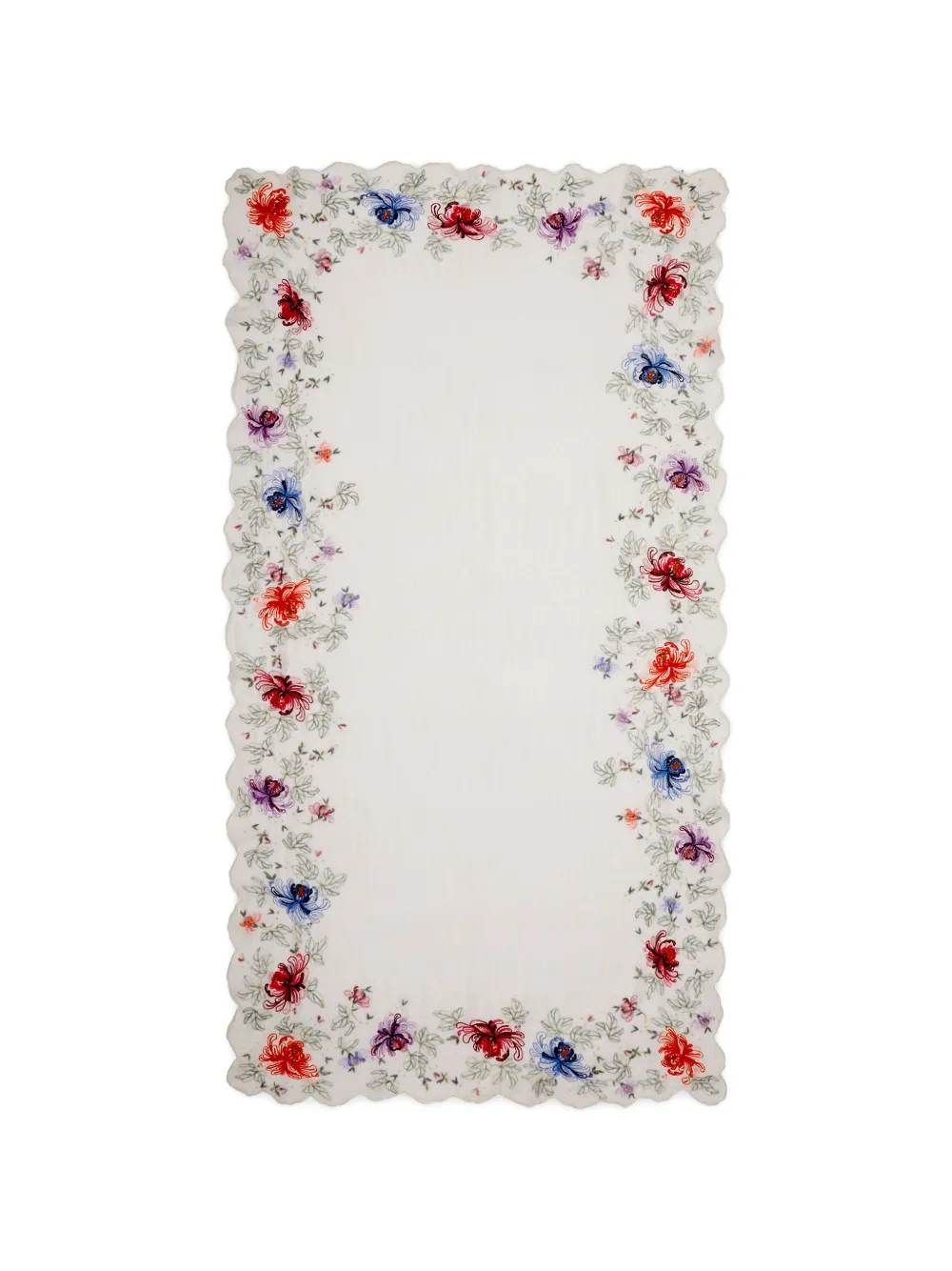 Faliero Sarti floral-embroidered scalloped scarf - Bianco