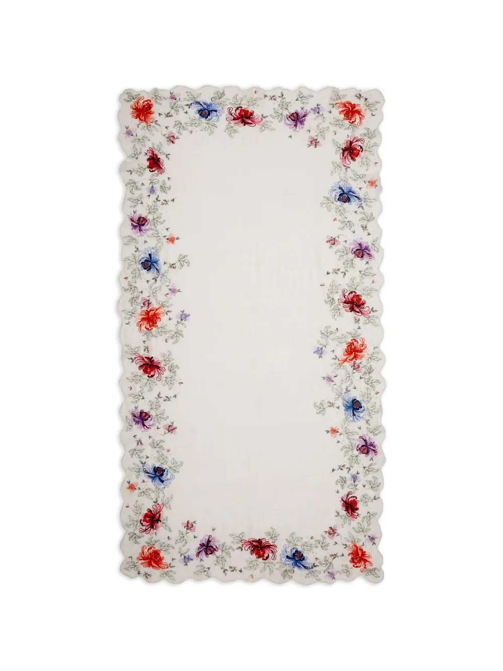 Faliero Sarti floral-embroidered scalloped scarf - Bianco