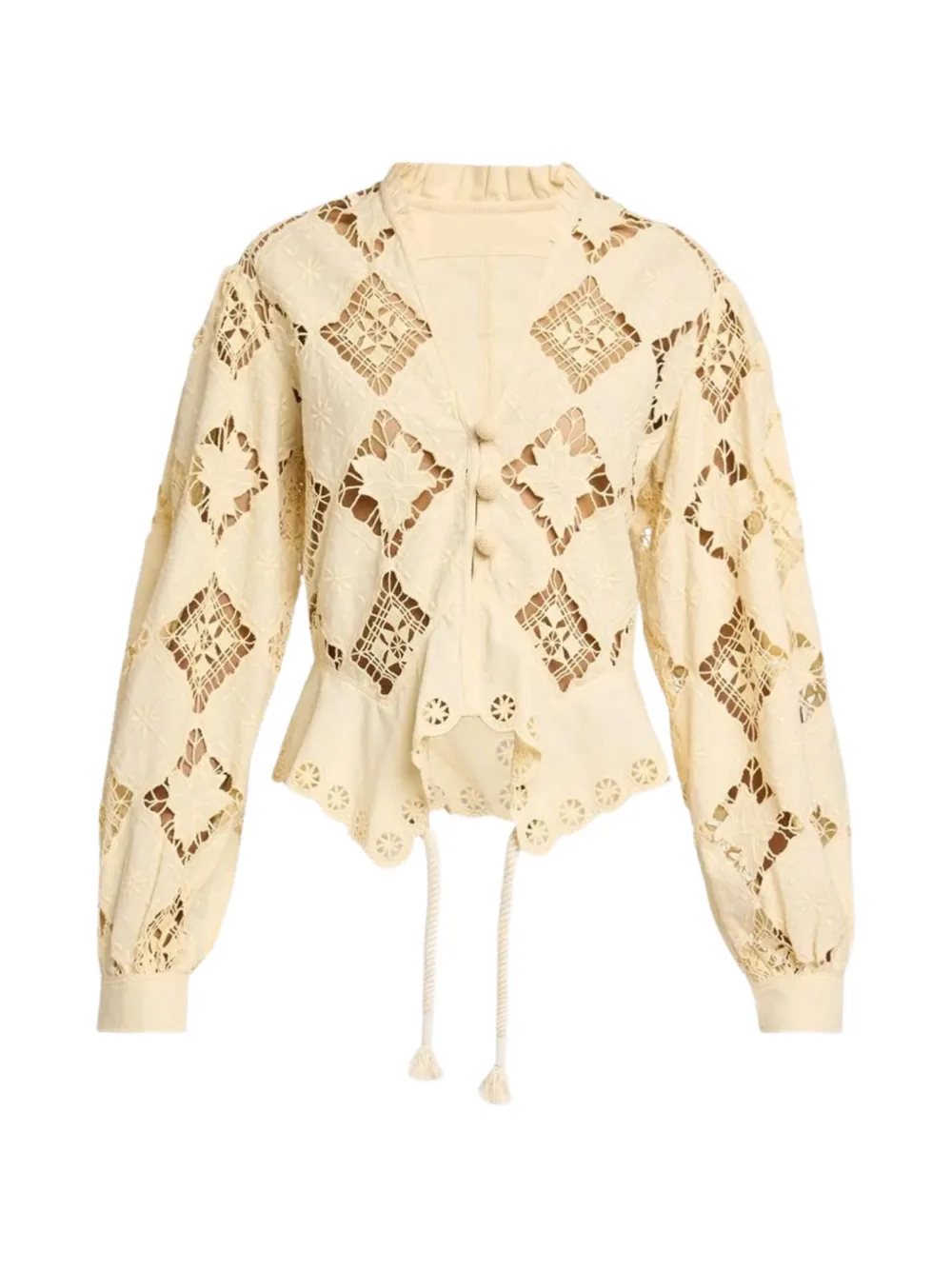 ISABEL MARANT Nina broderie anglaise puff-sleeve blouse - Toni neutri
