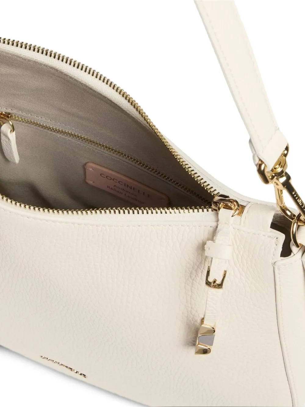 Coccinelle Kleine Nory leren schoudertas Beige