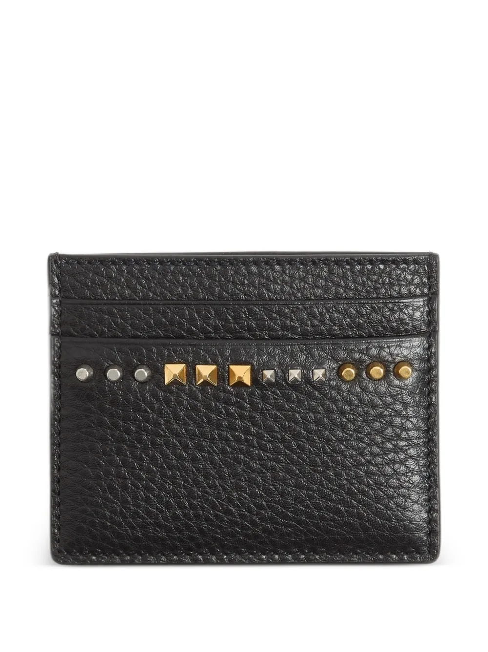 Valentino Garavani Portacarte Rockstud con zip - Nero