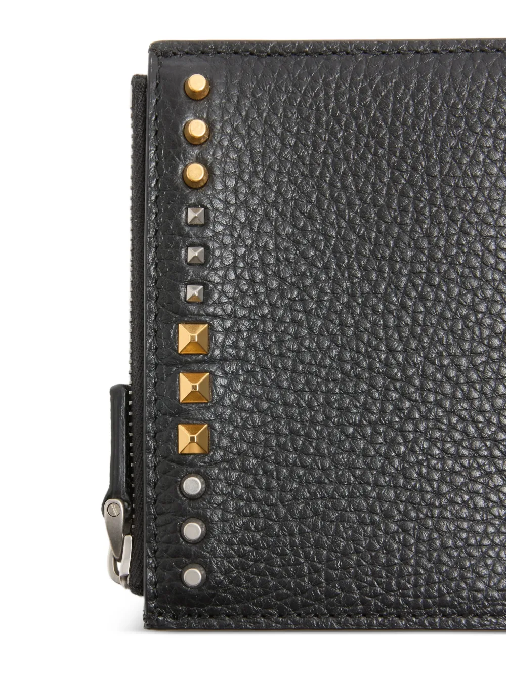 Valentino Garavani Rockstud pasjeshouder van korrelig kalfsleer Zwart