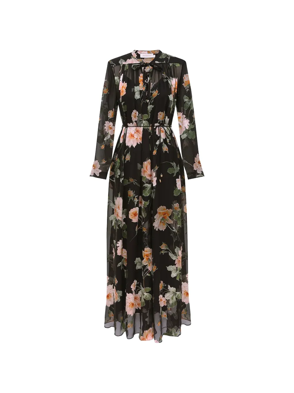 ZIMMERMANN Luna burnout-sheath lace-detail V-neck maxi dress - Nero