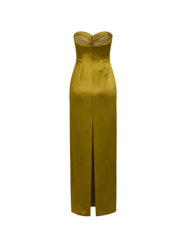 Retrofete Strapless Twist Detail Dress - Gold Retrofete Strapless Twist Detail Dress - Gold