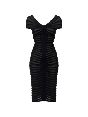 ELISABETTA FRANCHI ブラックノースリーブワンピース　42 Elisabetta Franchi lace-trim Midi Dress | Black | FARFETCH