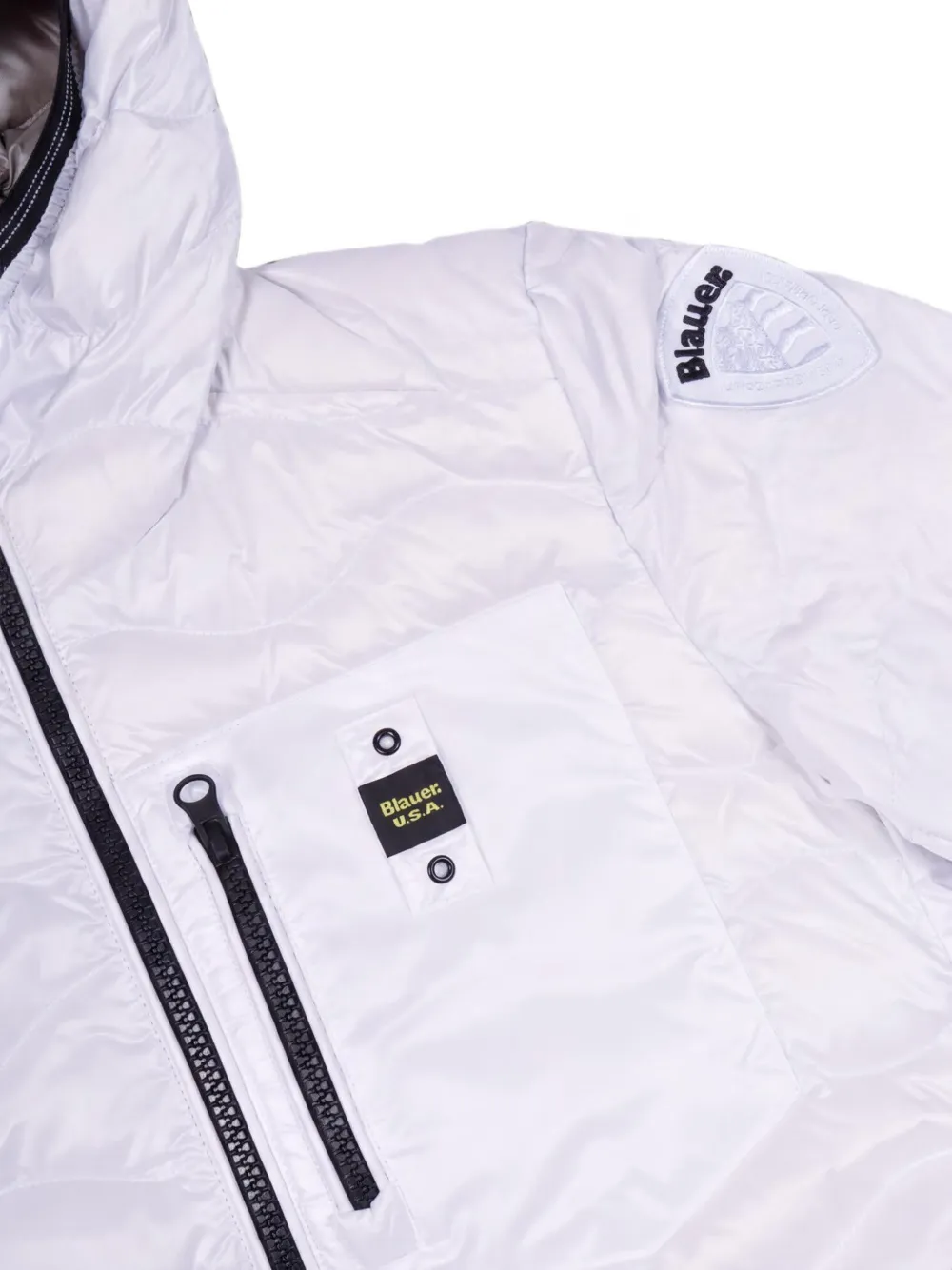 Blauer quilted zip-up hooded jacket Wit