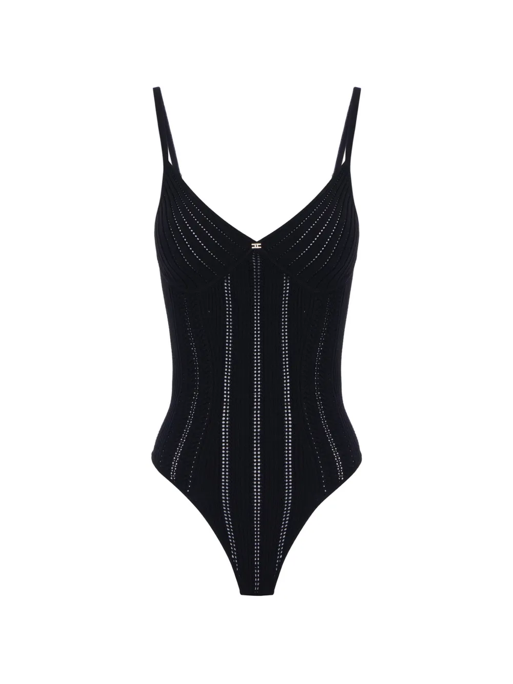 Elisabetta Franchi openwork-knit bodysuit - Nero