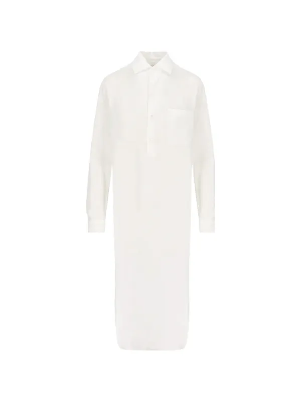 Loro Piana Patch-pocket Midi Dress in White
