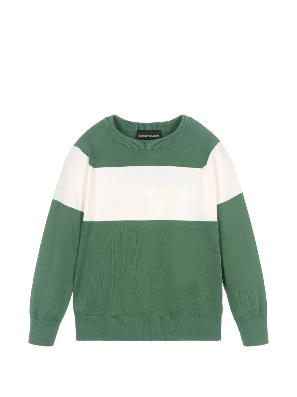 Emporio Armani Kids striped crewneck sweater - Verde