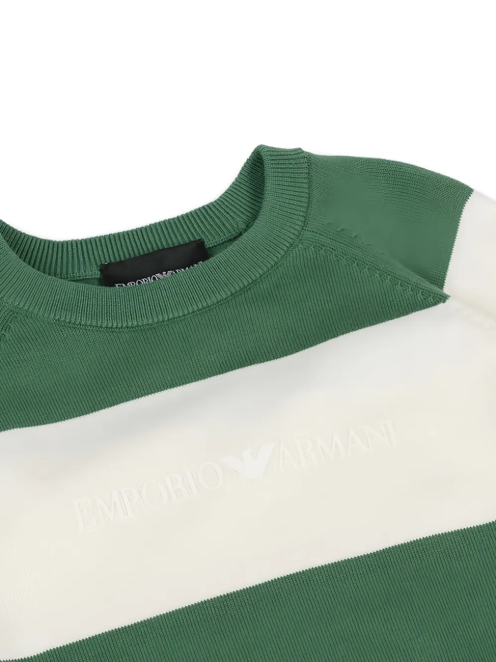 Emporio Armani Kids Gestreepte trui met ronde hals Groen