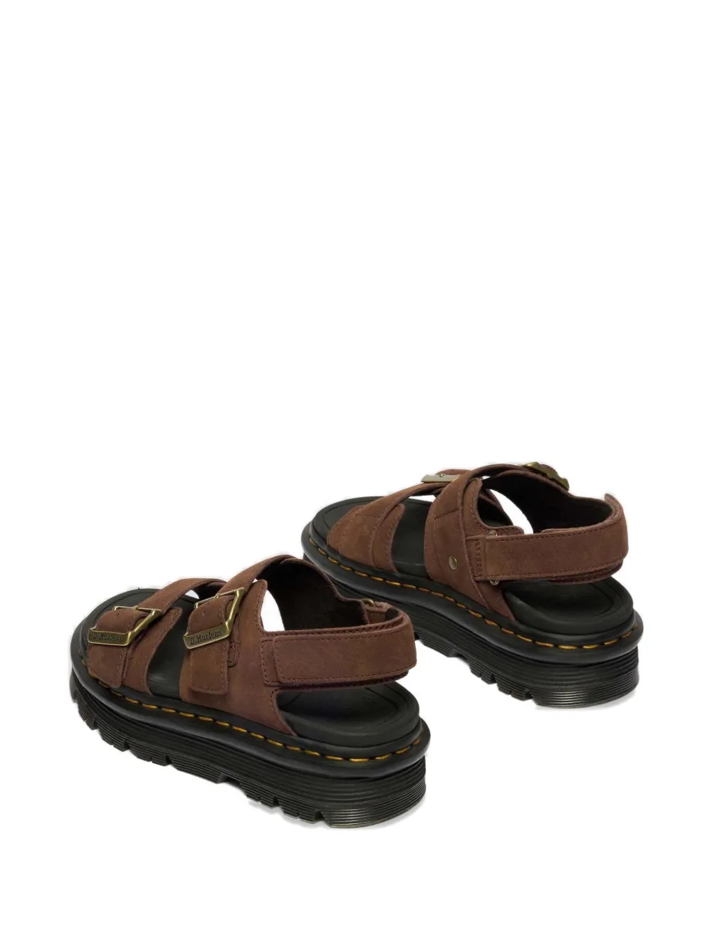 Dr. Martens Zebzag leren sandalen met gesp Bruin