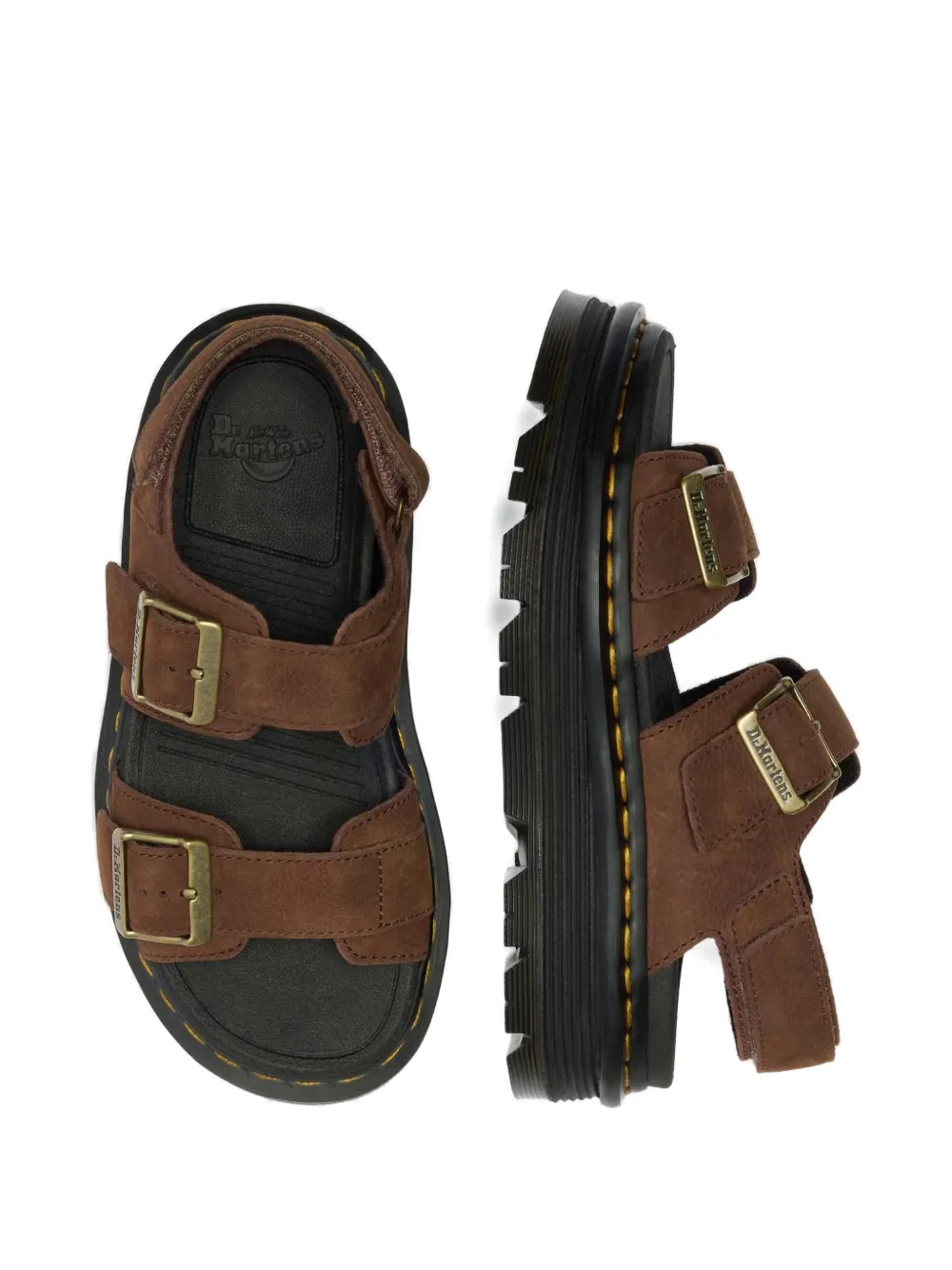 Dr. Martens Zebzag leren sandalen met gesp Bruin