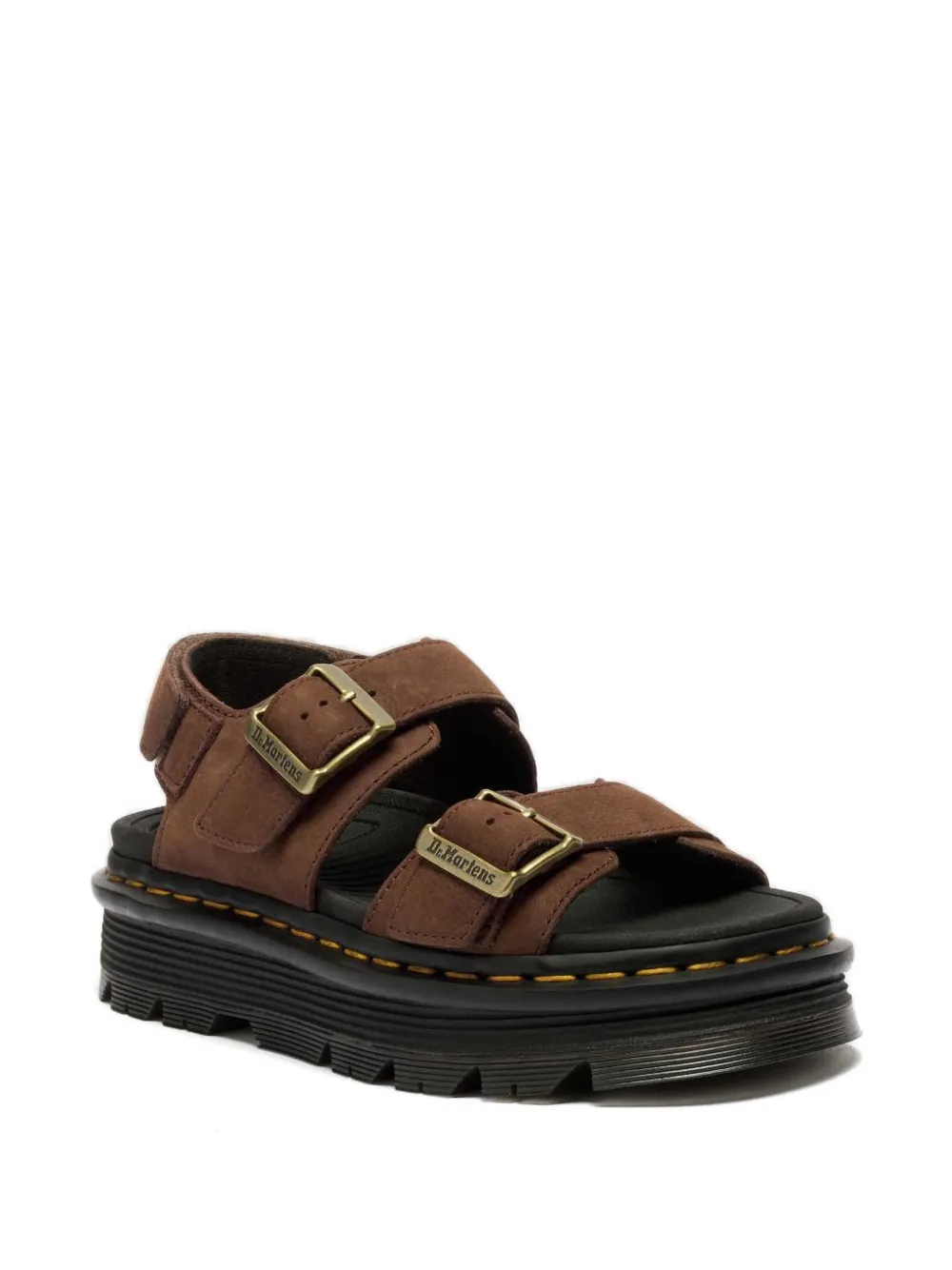 Dr. Martens Zebzag leren sandalen met gesp Bruin