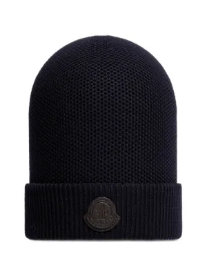 Moncler ロゴ ケーブルニットビーニー | ブルー | FARFETCH JP