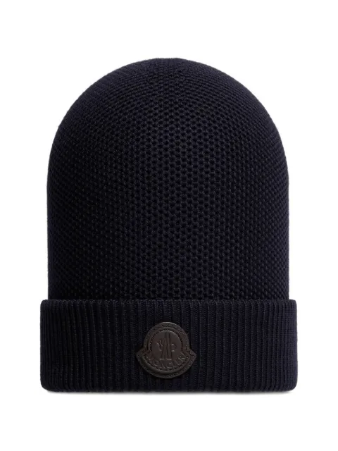 Moncler logo patch beanie