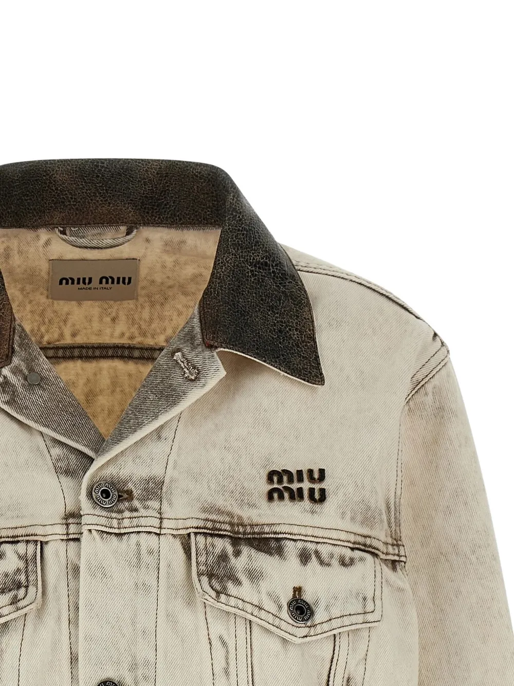  Miu Miu Button-up Collared Logo Jacket - Grey 