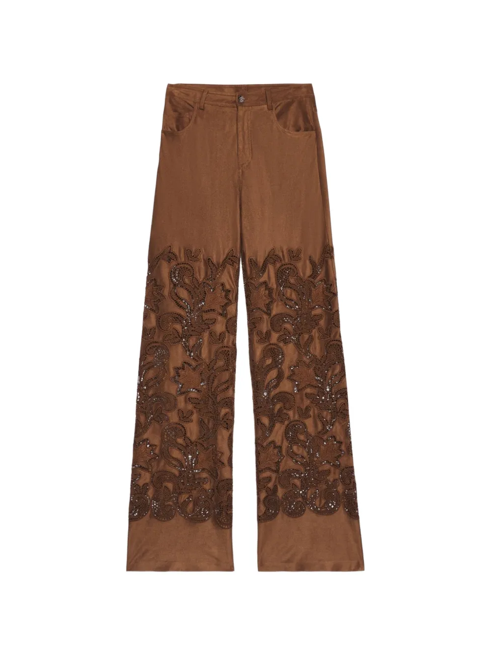 ERMANNO FIRENZE broderie anglaise trousers - Marrone