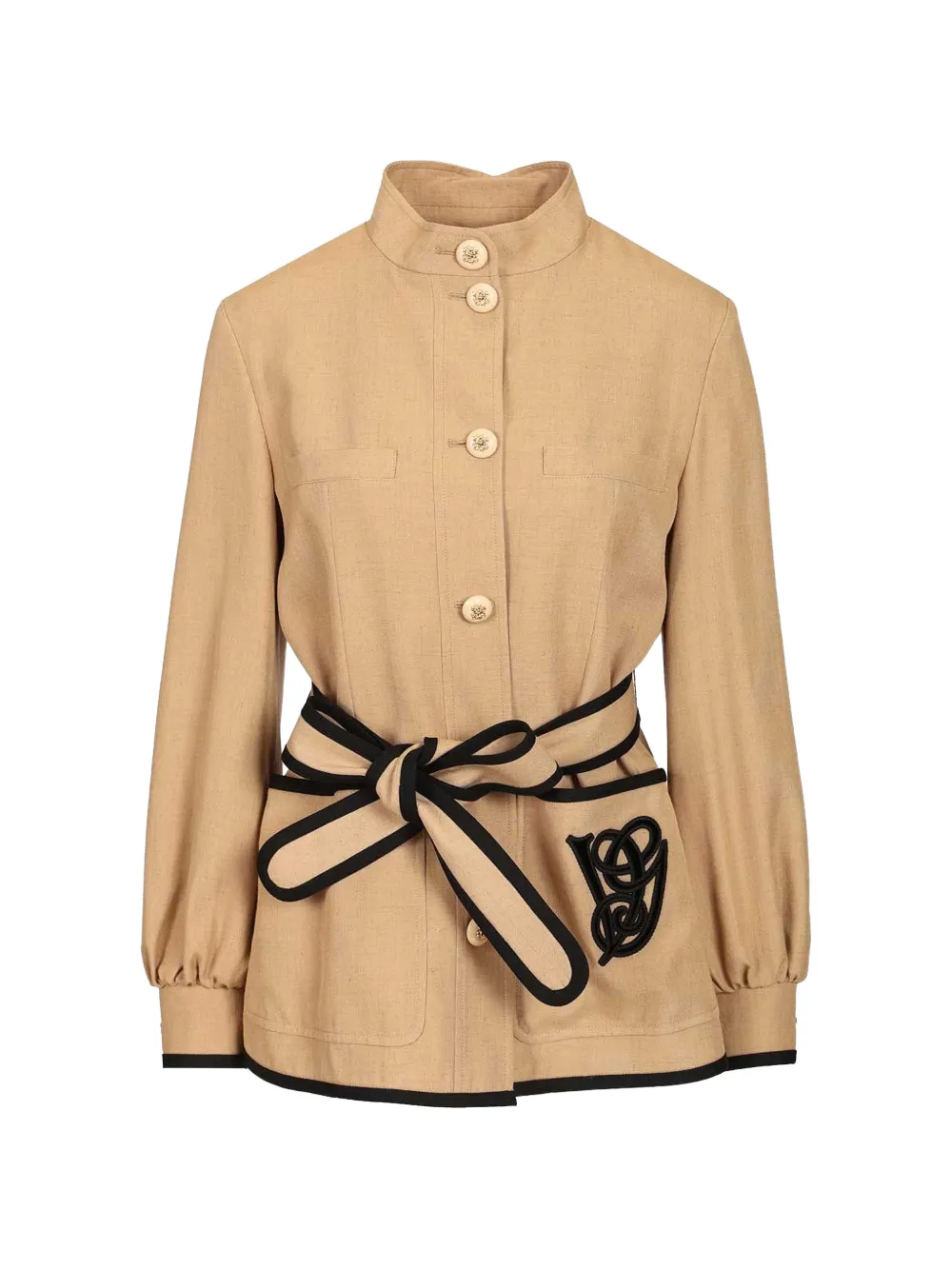 Valentino Garavani belted embroidered jacket - Toni neutri