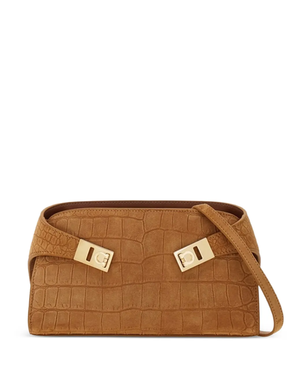 Ferragamo mini Hug embossed logo shoulder bag - Marrone