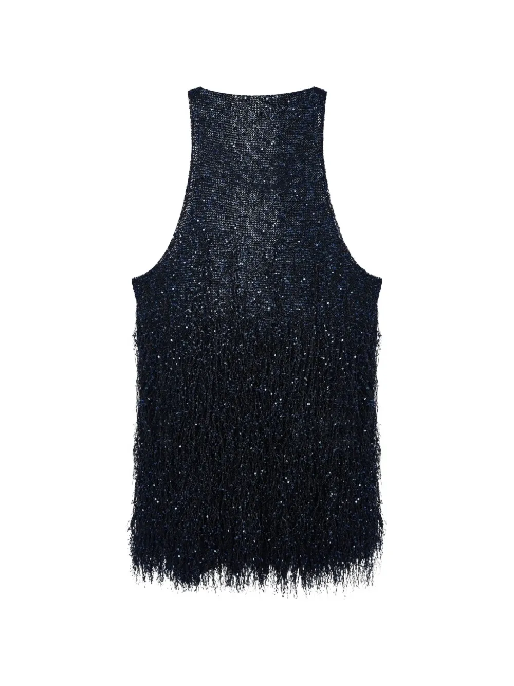  Giorgio Armani Sequin-embellished Fringed Top - Blue 