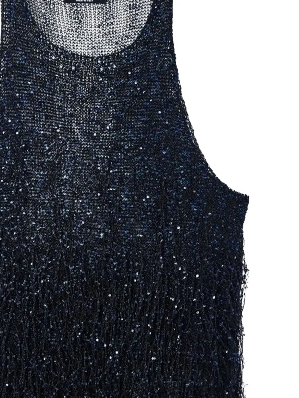  Giorgio Armani Sequin-embellished Fringed Top - Blue 