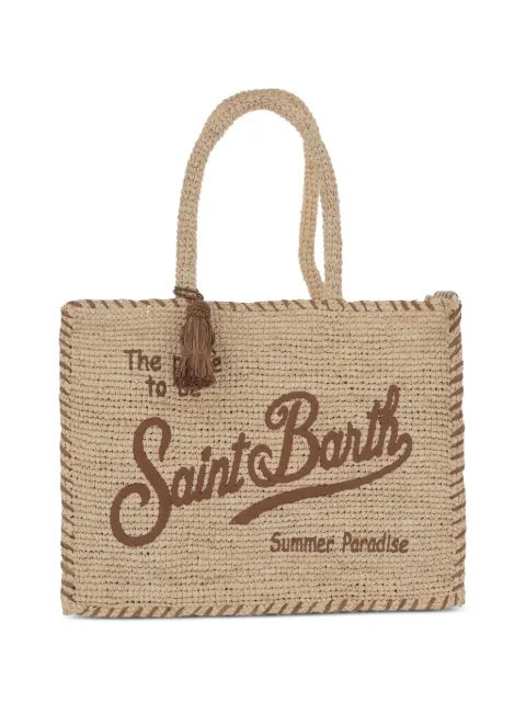 MC2 Saint Barth logo-tassel raffia shoulder bag