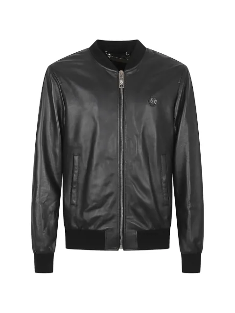 Philipp Plein leather bomber jacket