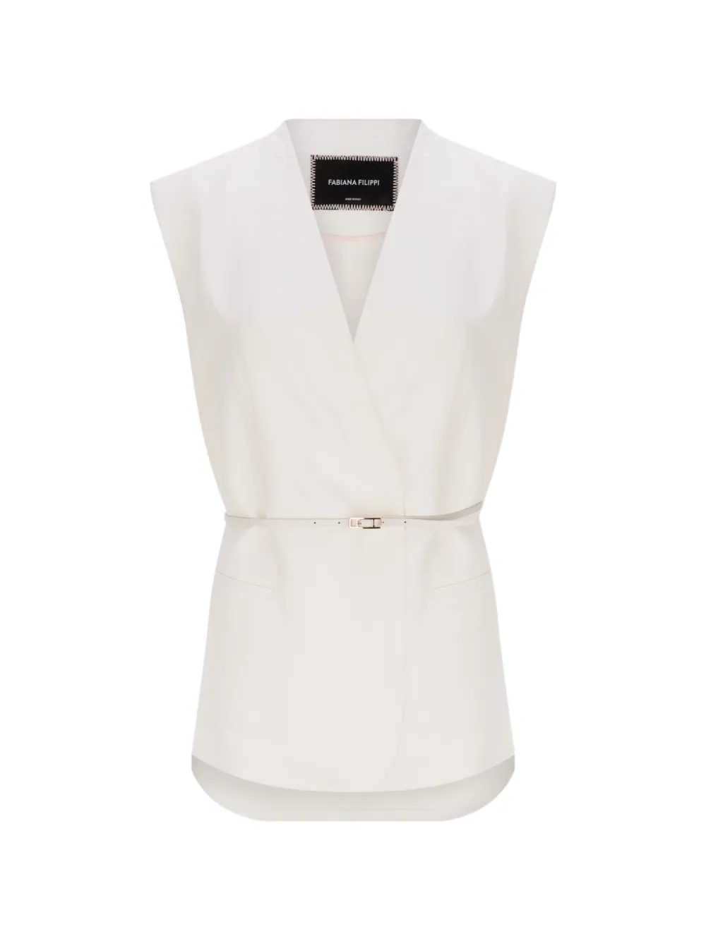 Fabiana Filippi V-neck belted waistcoat - Weiß