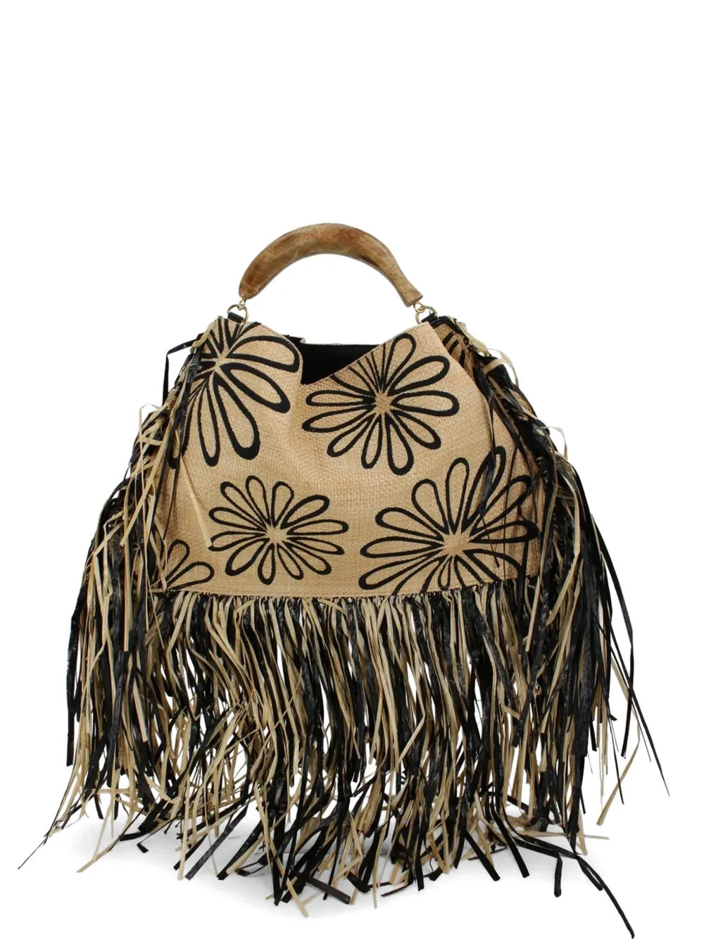 FARM Rio floral fringe tote bag - Toni neutri