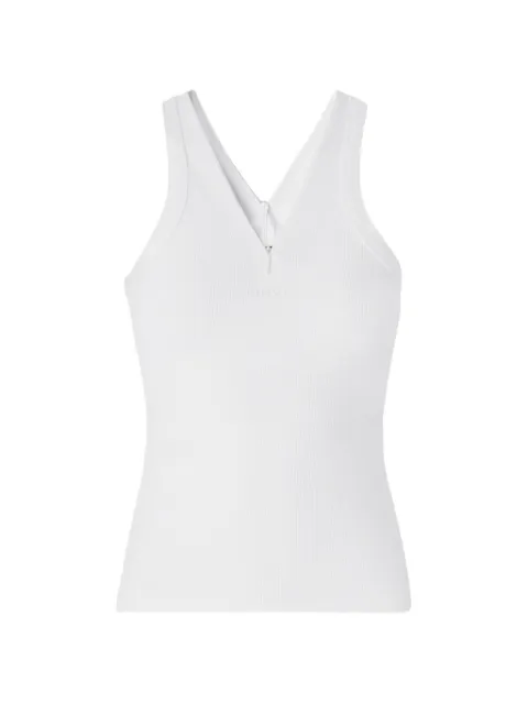 PINKO camiseta tejida de canalé con cuello en V y logo