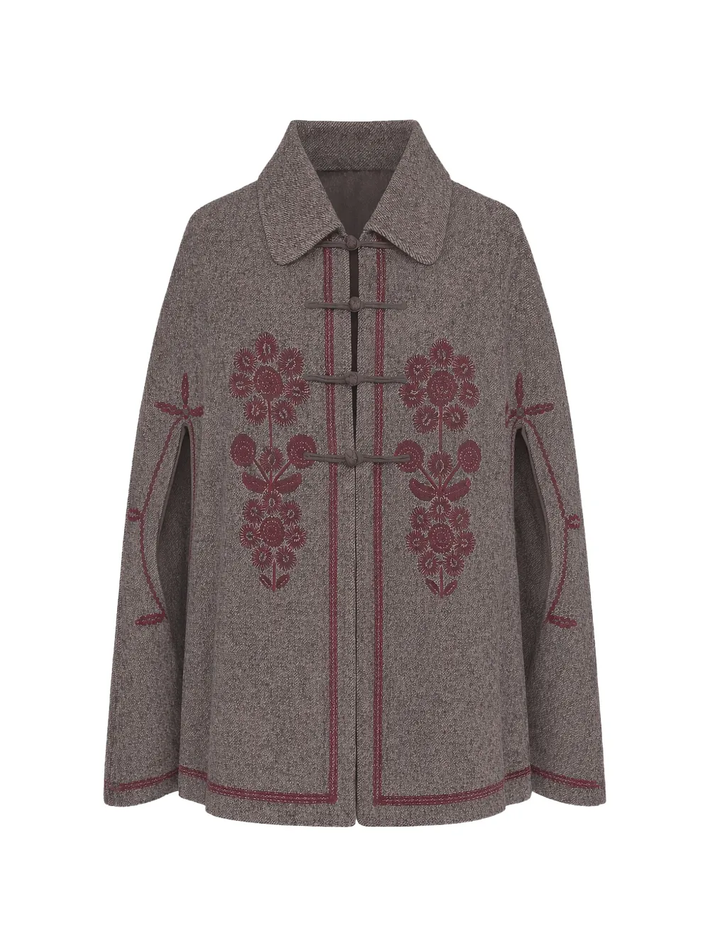 Antik Batik floral-embroidered cape - Grau