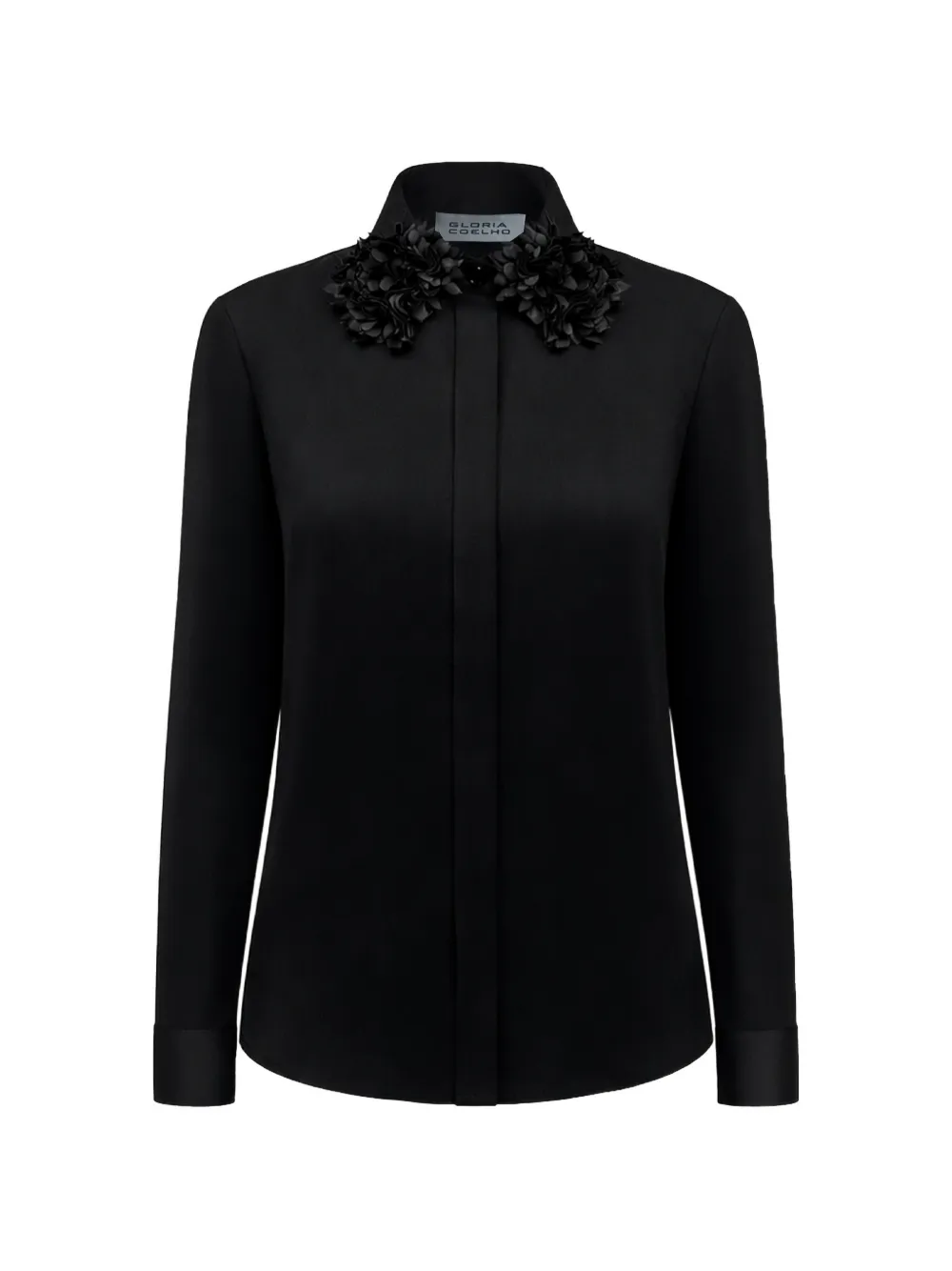 Gloria Coelho floral-collar top - Nero