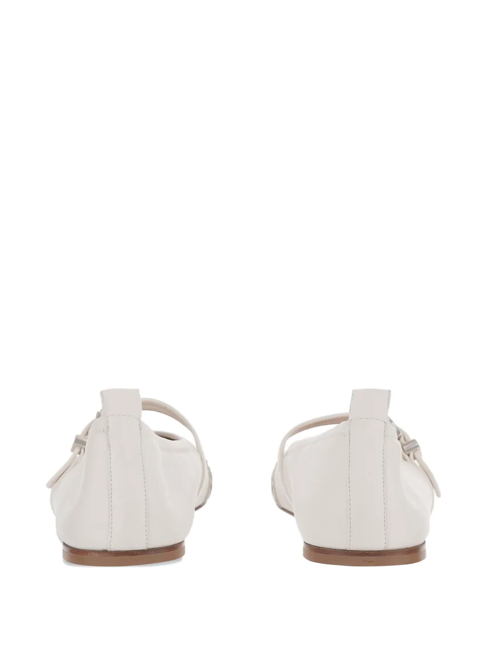 Sartore Buckle Python-panel Ballet Flats - White 