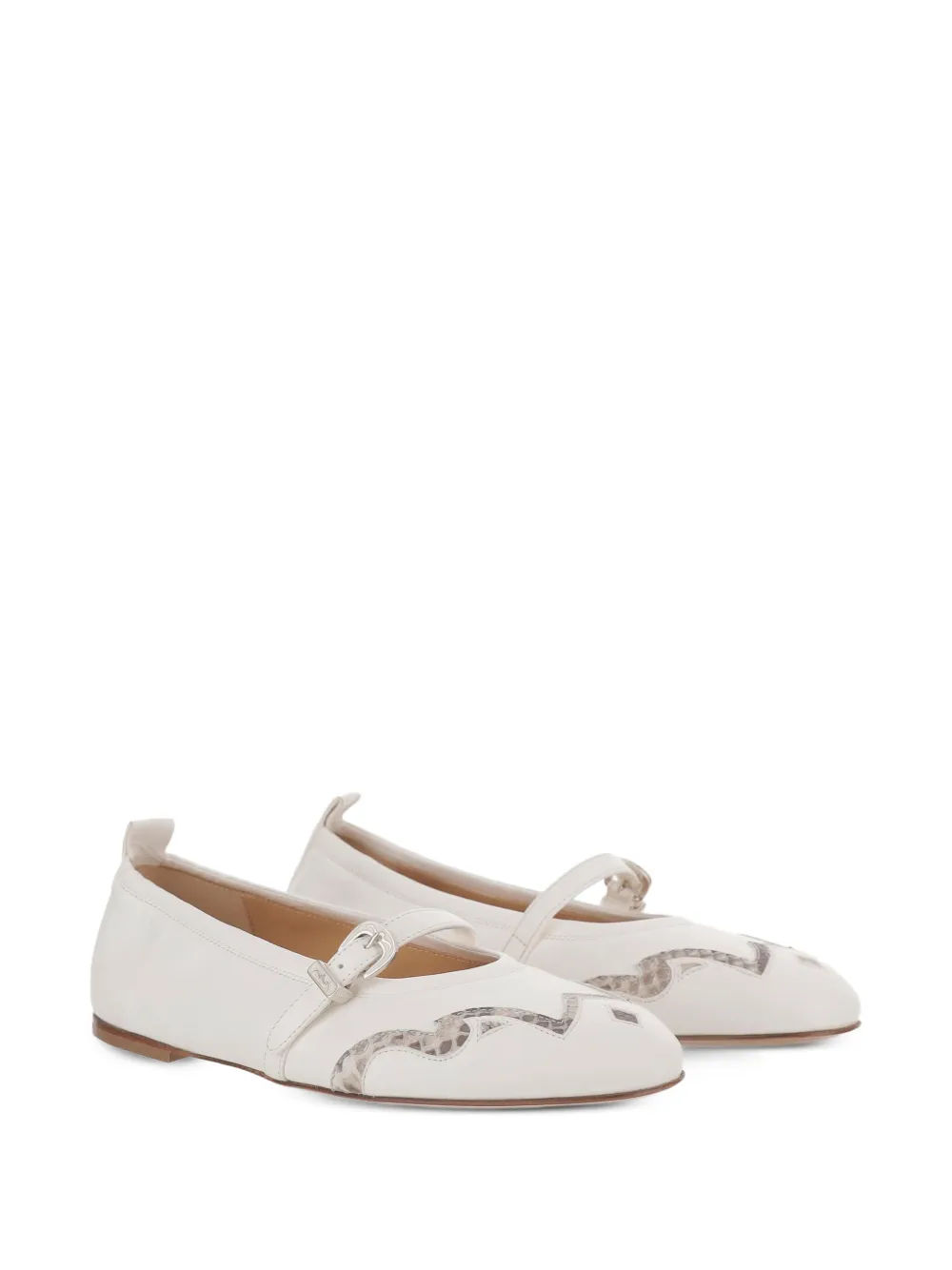 Sartore Ballerina's met pythonvlak en gesp Wit