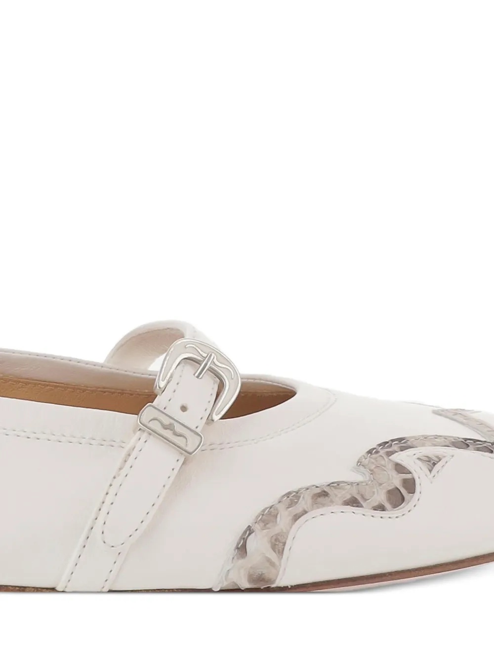 Sartore Ballerina's met pythonvlak en gesp Wit