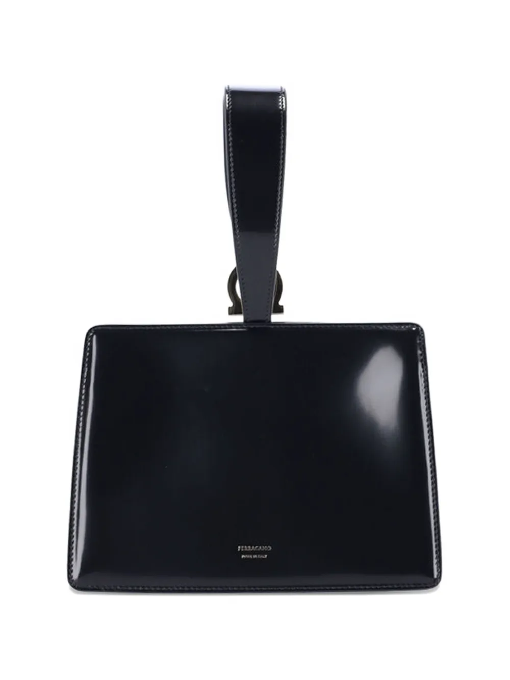 Ferragamo double Gancini leather clutch bag - Nero