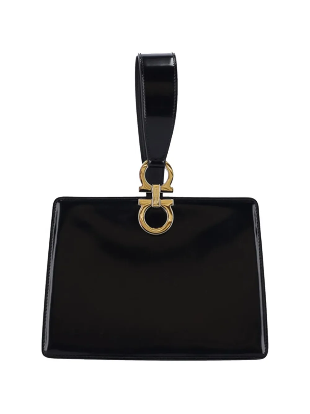 Ferragamo double Gancini leather clutch bag - Nero