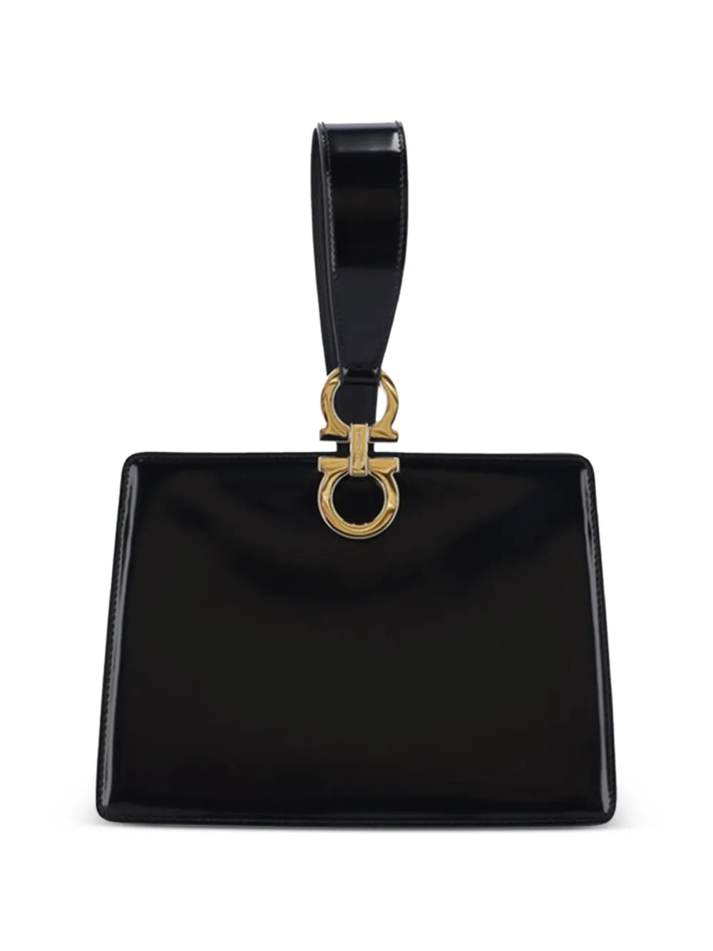 Ferragamo double Gancini leather clutch bag - Nero