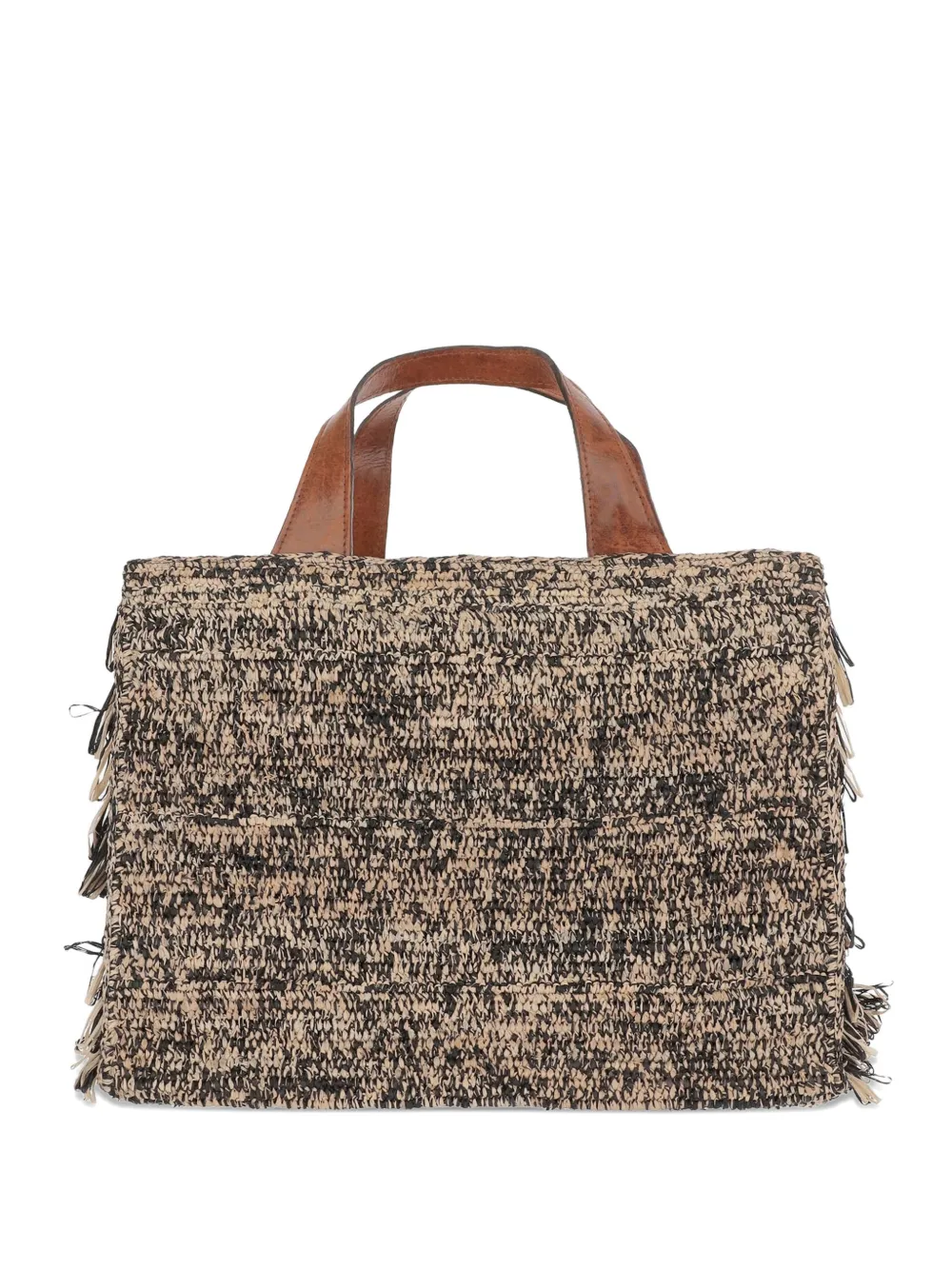 IBELIV Onja woven raffia fringe tote bag - Toni neutri