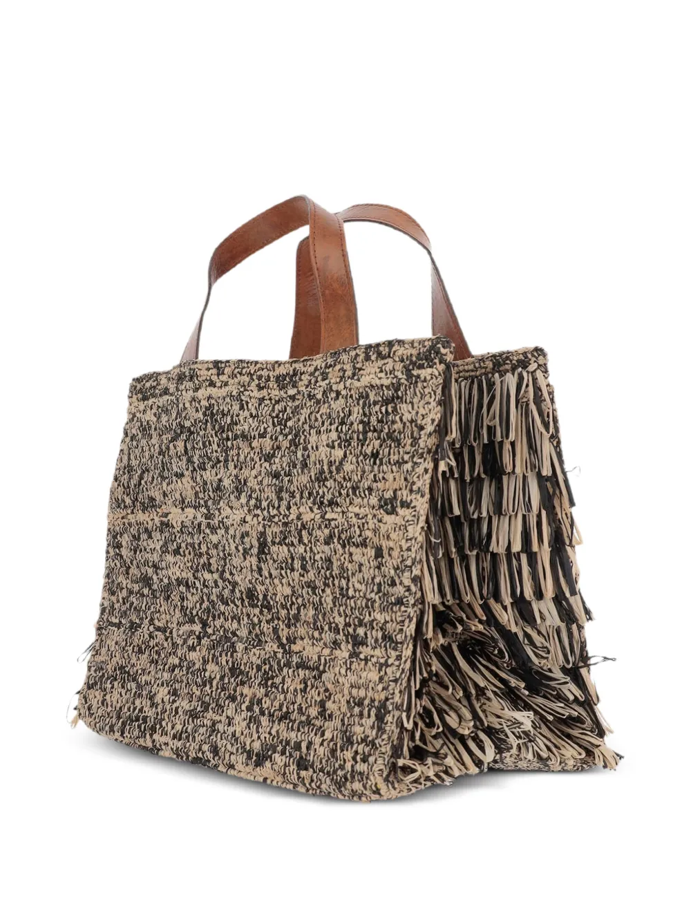  Ibeliv Onja Woven Raffia Fringe Tote Bag - Neutrals 