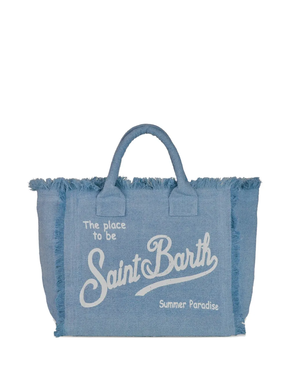  Mc2 Saint Barth Collette Fringed Zip Linen Tote Bag - Blue 