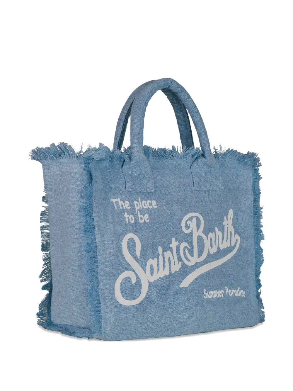  Mc2 Saint Barth Collette Fringed Zip Linen Tote Bag - Blue 