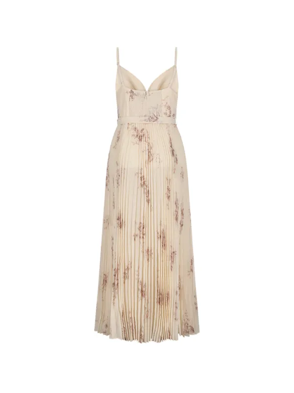 zimmermann white pleated dress ZIMMERMANN Pleated Sleeved Midi Dress | Cream