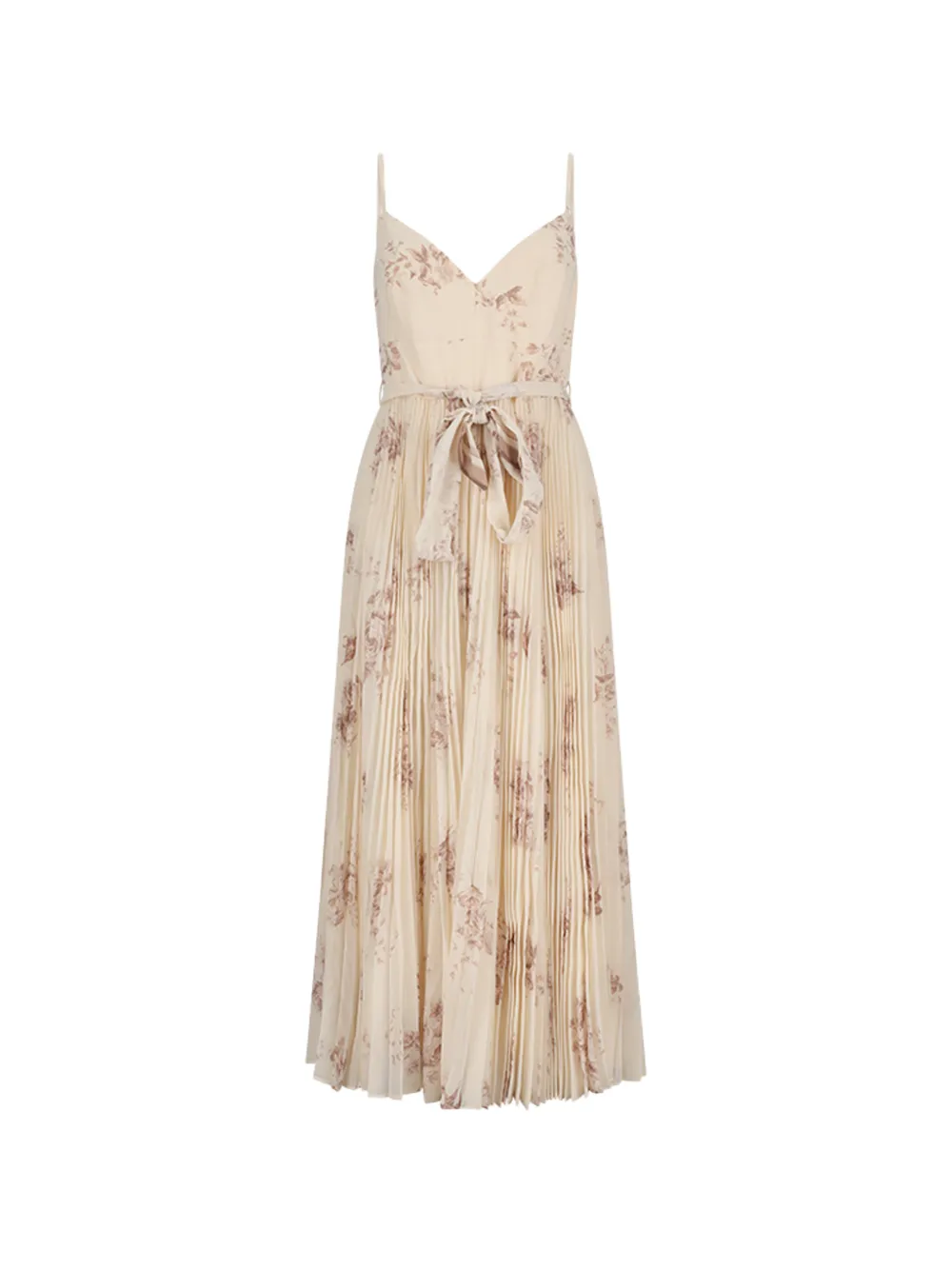 ZIMMERMANN Sunray pleated floral midi dress - Toni neutri