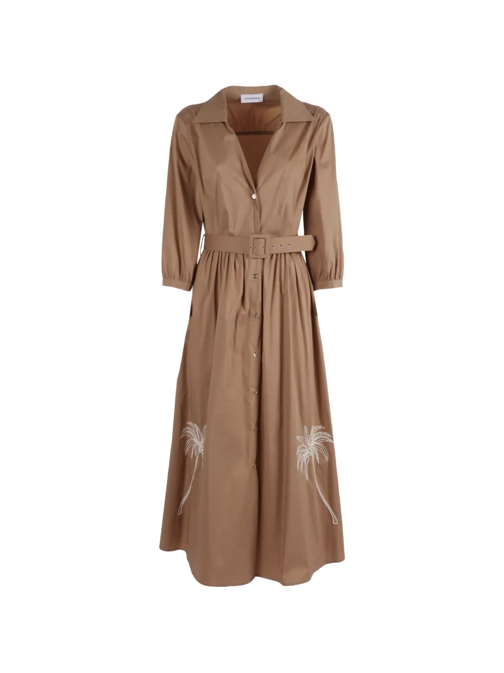 Shirtaporter embroidered belted dress - Neutrals