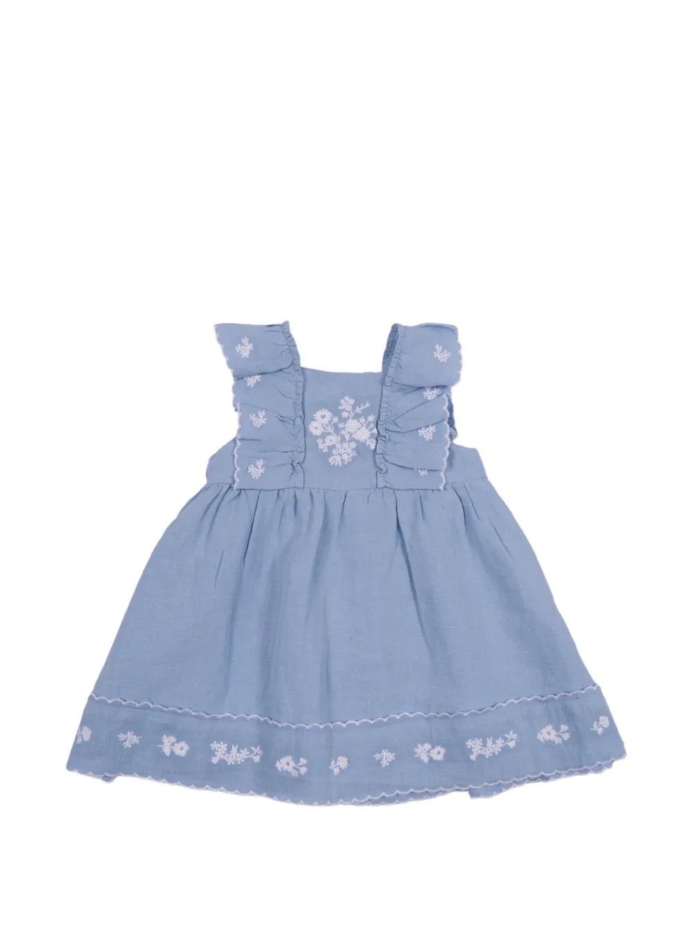 Tartine Et Chocolat floral-embroidered ruffled dress - Blu
