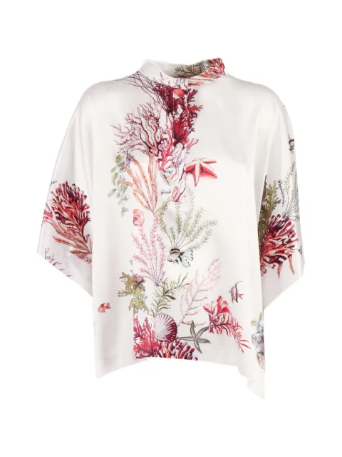 Shirtaporter coral-print silk blouse