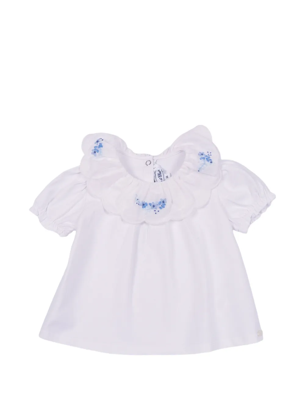 Tartine Et Chocolat scalloped-collar embroidered T-shirt - Bianco