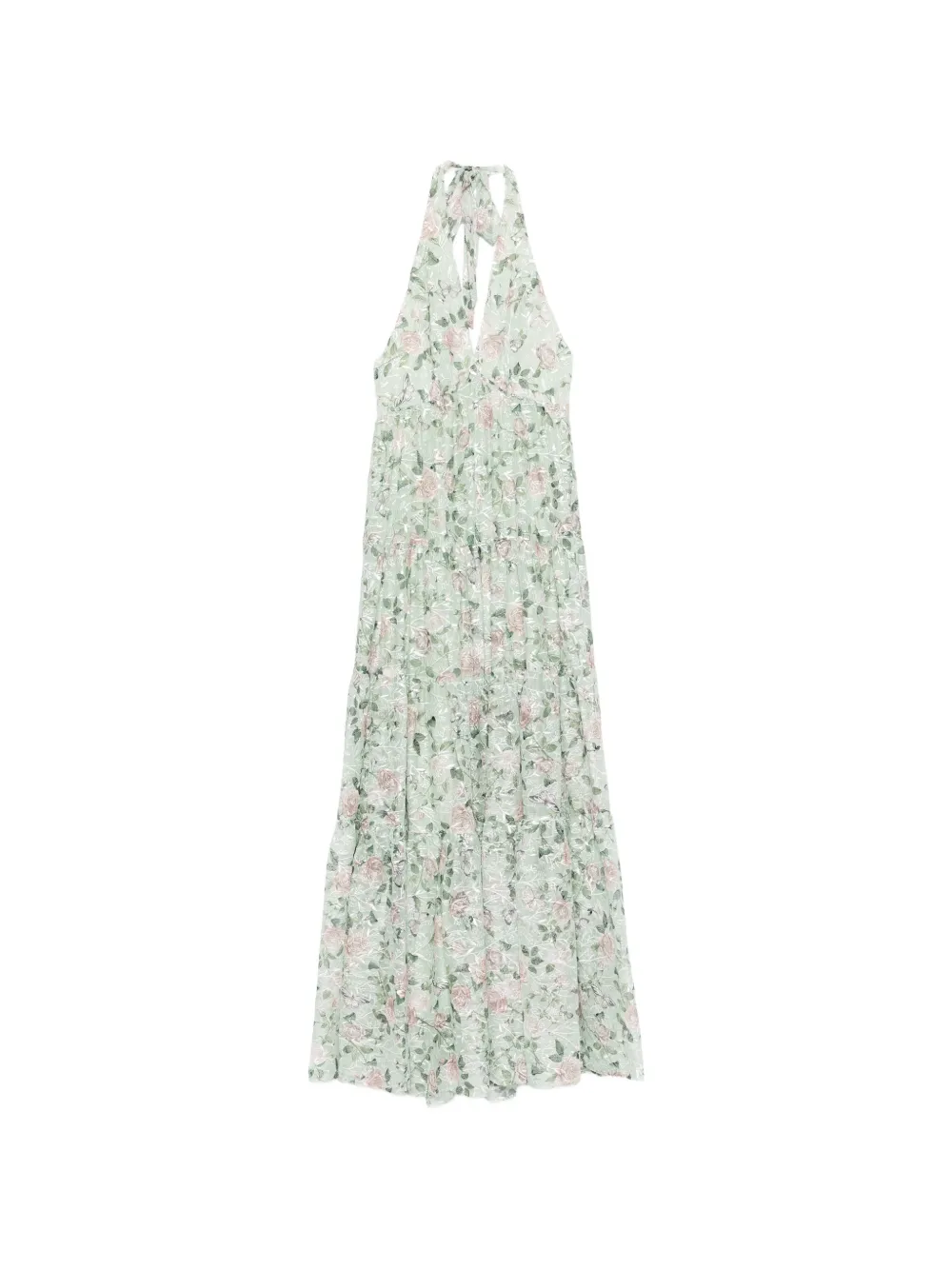 alice + olivia deep-V tiered maxi dress - Verde